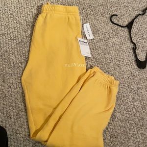 Yellow playboy sweat pants